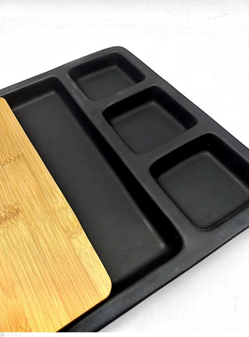 BANDEJA DE APERITIVO BAMBOO Y CERAMICA WAYU COCTAIL NEGRO - 4
