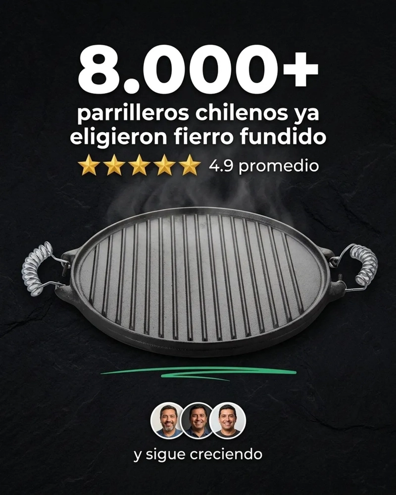 PLANCHA CHURRASQUERA REVERSIBLE FIERRO FUNDIDO 25CM COCINA NEGRO DUSSEL - 5