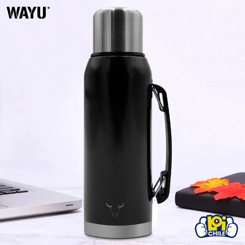 TERMO DE 1 LITRO AGUA CALIENTE WAYU ACERO INOXIDABLE COLOR NEGRO - 6
