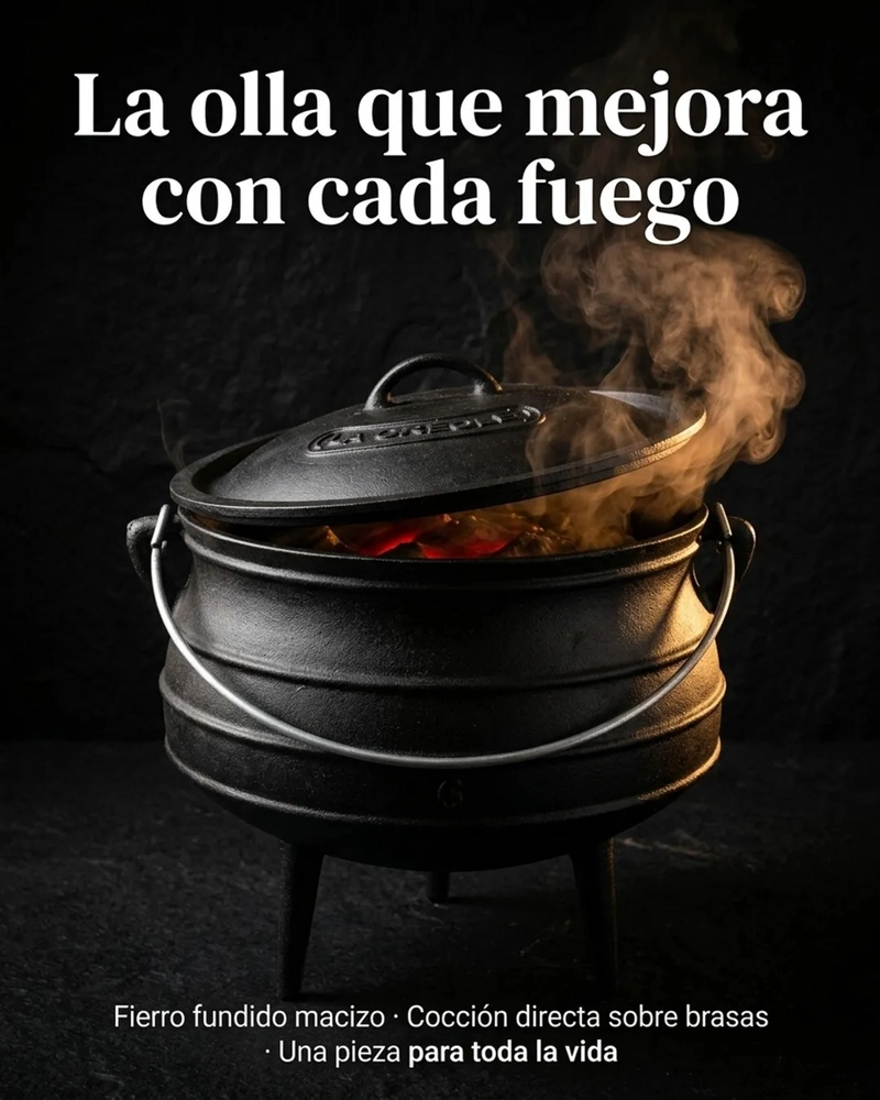 OLLA FIERRO FUNDIDO CASA Y QUINCHO OLLETA #8 20 L NEGRO LA CRE OLE - 4