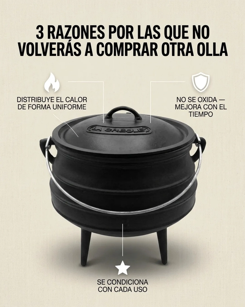 OLLA FIERRO FUNDIDO CASA Y QUINCHO OLLETA #8 20 L NEGRO LA CRE OLE - 5