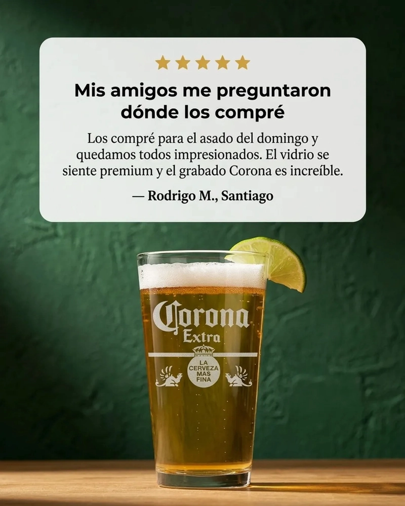 VASOS CERVEZA CORONA 490ML PACK X6 MICHELADA VIDRIO GRUESO TRANSPARENTE VICRILA - 6