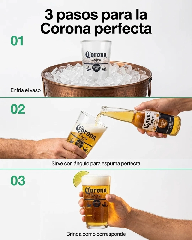 VASOS CERVEZA CORONA 490ML PACK X6 MICHELADA VIDRIO GRUESO TRANSPARENTE VICRILA - 7