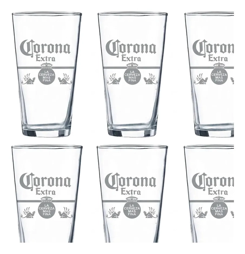 VASOS CERVEZA CORONA 490ML PACK X6 MICHELADA VIDRIO GRUESO TRANSPARENTE VICRILA - 9