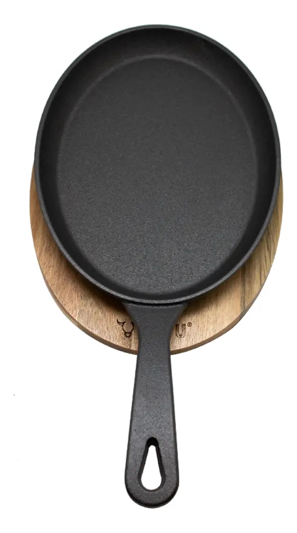 SARTEN IRON CAST BASE MADERA WAYU NEGRO - 2