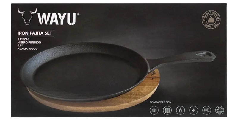 SARTEN IRON CAST BASE MADERA WAYU NEGRO - 3