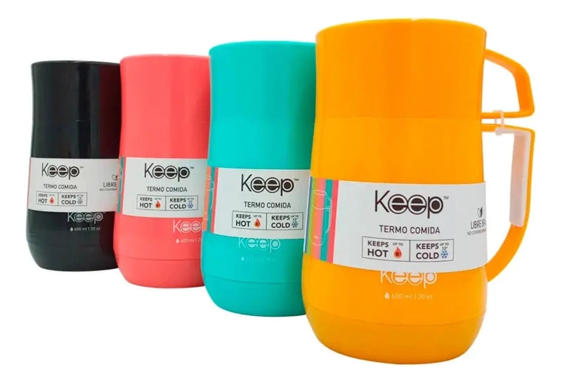 TERMO DE COMIDA KEEP PP ALIMENTOS 600ML 4 COLORES NEGRO - 1