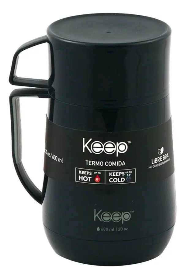 TERMO DE COMIDA KEEP PP ALIMENTOS 600ML 4 COLORES NEGRO - 2