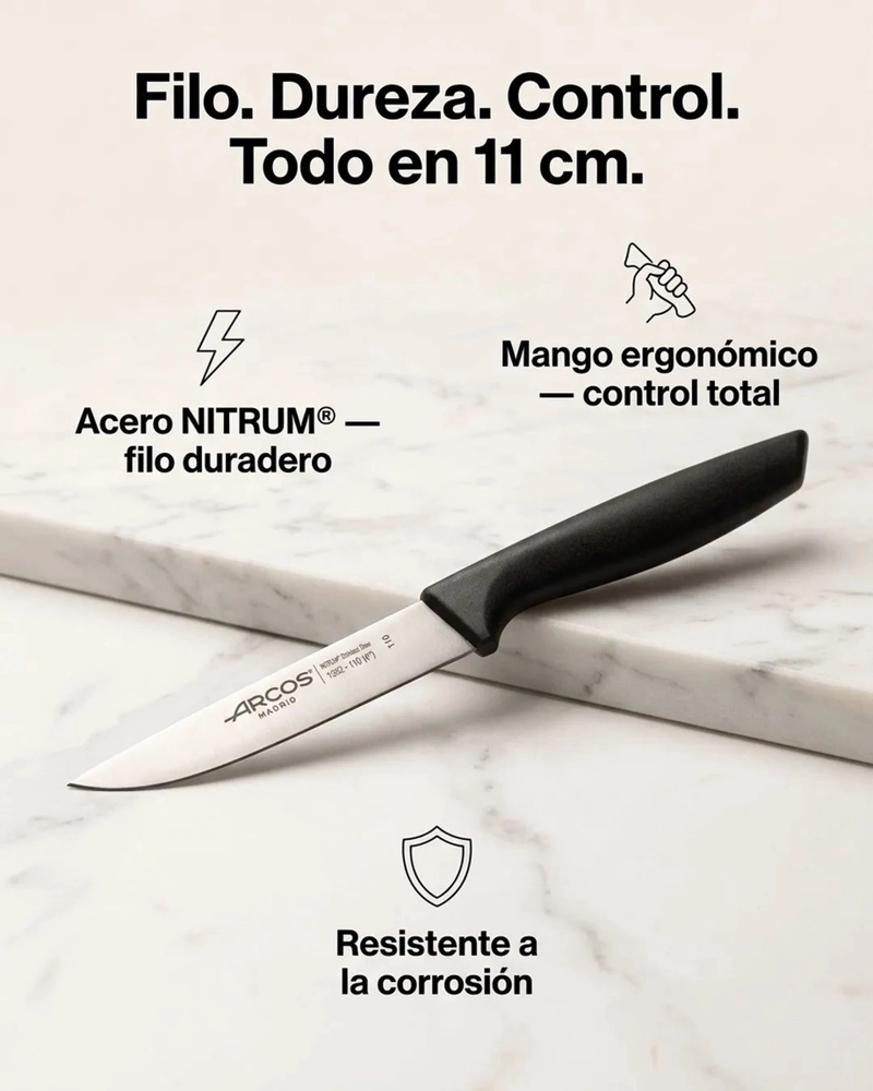 CUCHILLO DE COCINA ARCOS SERIE NIZA 11 CMS PREPARACIONES NEGRO - 5