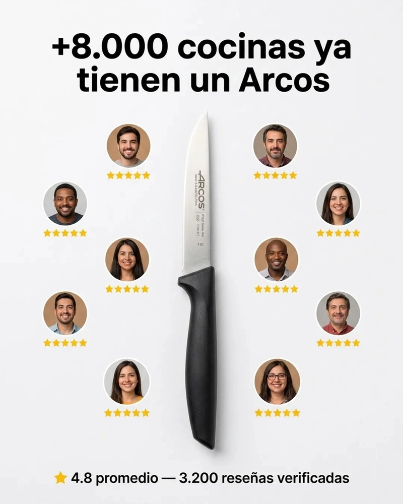 CUCHILLO DE COCINA ARCOS SERIE NIZA 11 CMS PREPARACIONES NEGRO - 6