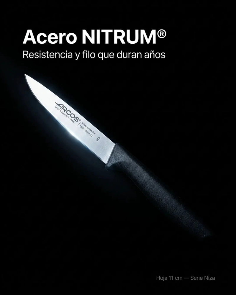 CUCHILLO DE COCINA ARCOS SERIE NIZA 11 CMS PREPARACIONES NEGRO - 7