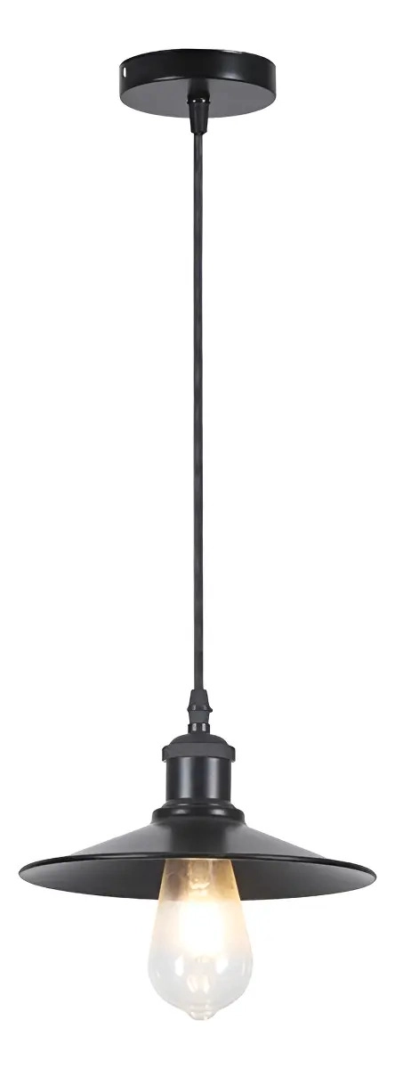 LAMPARA COLGANTE PORTA E27*1 NEGRA ILUMINACION LUCES HOGAR COLOR NEGRO WANT - 2
