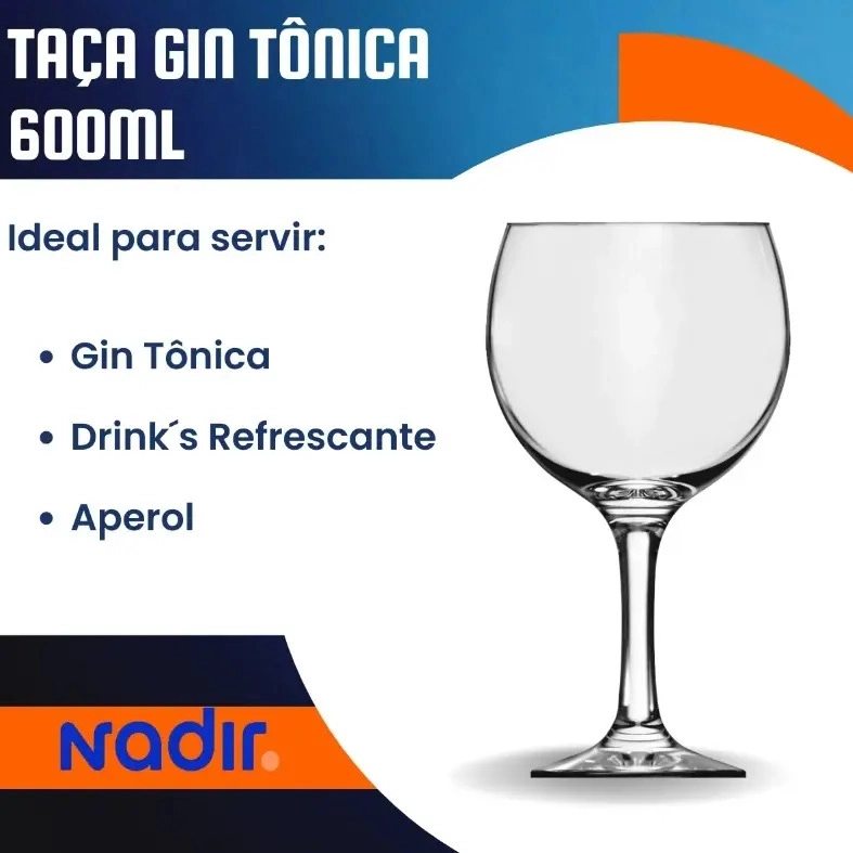 SET DE 6 COPAS BALON GIN TONIC 600ML NADIR COLOR CRISTAL TRANSPARENTE - 9
