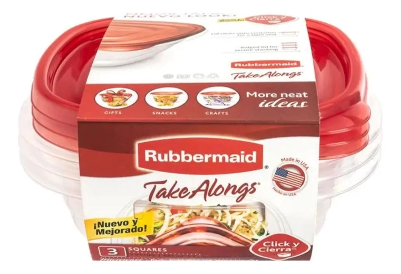 3 CONTENEDORES RUBBERMAID TAKE ALONGS SANDWICH 669 ML COLOR ROJO - 1