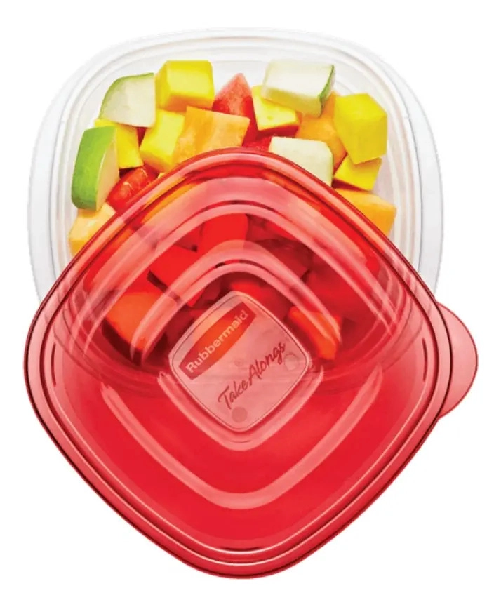 3 CONTENEDORES RUBBERMAID TAKE ALONGS SANDWICH 669 ML COLOR ROJO - 2