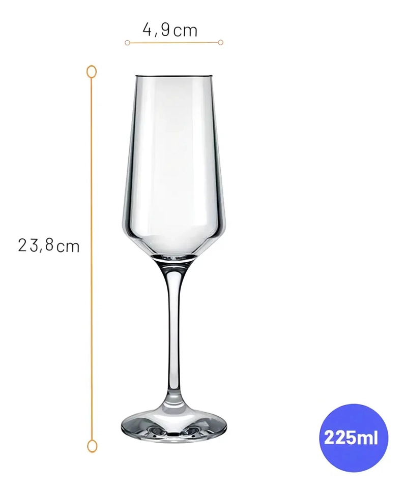 6 COPAS CHAMPAGNE FLAUTA ESPUMANTE 225CC PREMIUM NADIR TRANSPARENTE - 2