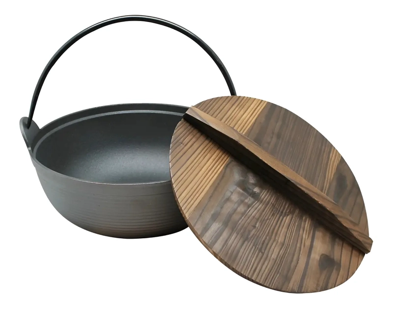 OLLA CON TAPA DE MADERA IRON CAST - WAYU COLOR NEGRO - 1