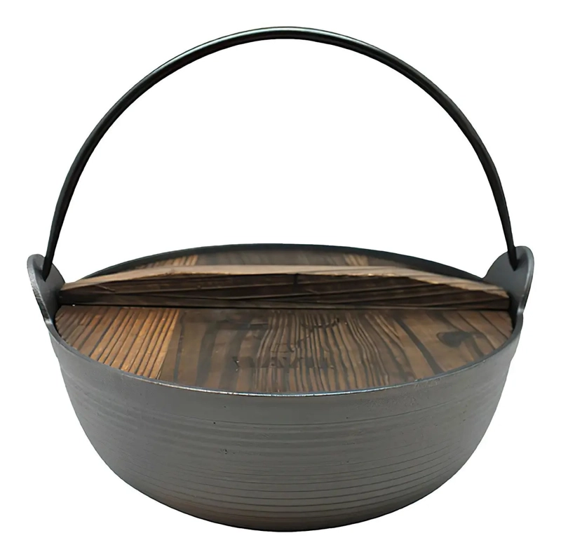 OLLA CON TAPA DE MADERA IRON CAST - WAYU COLOR NEGRO - 2