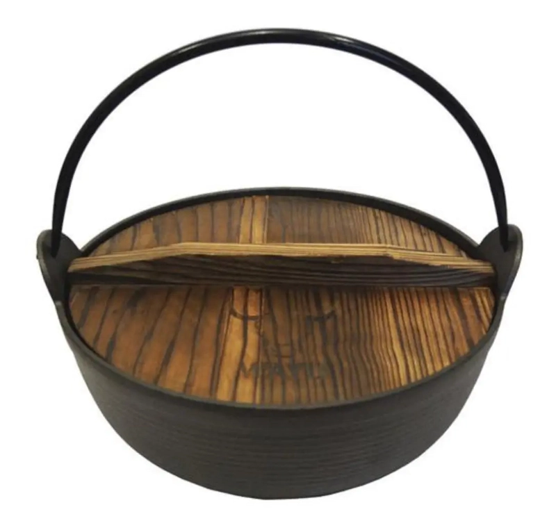 OLLA CON TAPA DE MADERA IRON CAST - WAYU COLOR NEGRO - 4