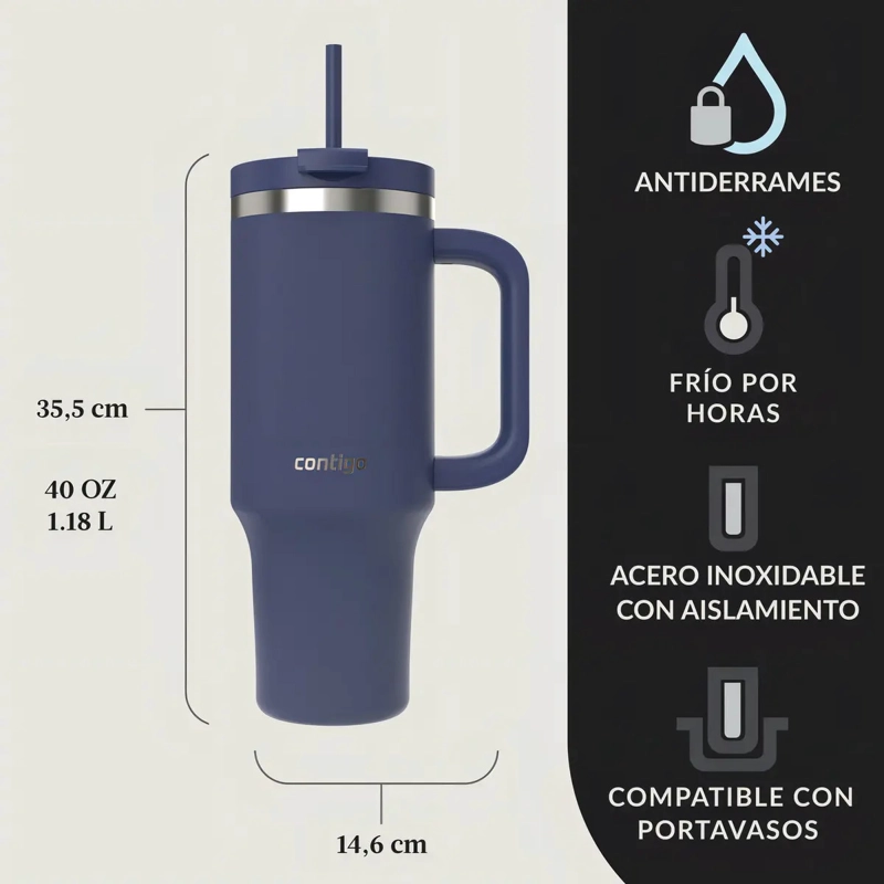 BOTELLA DE AGUA STREETERVILLE AZUL LEAKPROOF CONTIGO 1.18L AZUL OSCURO AZUL MARINO - 5