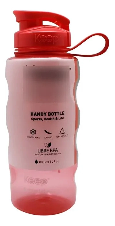 BOTELLA SPORT 800ML KEEP GYM GIMNASIO SPORT DEPORTES AGUA ROSA - 1