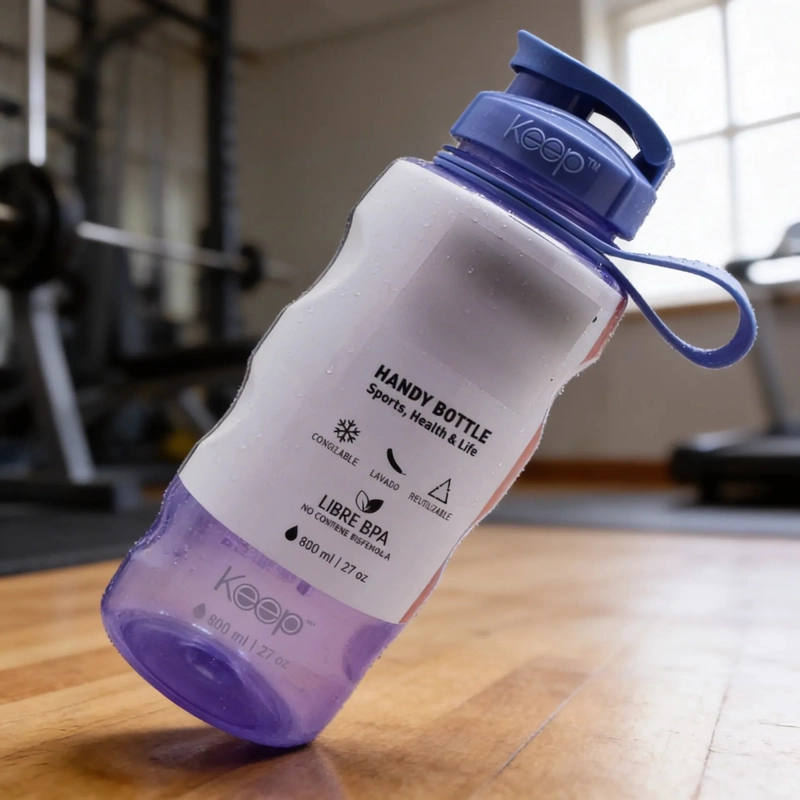 BOTELLA SPORT 800ML KEEP GYM GIMNASIO SPORT DEPORTES AGUA ROSA - 7