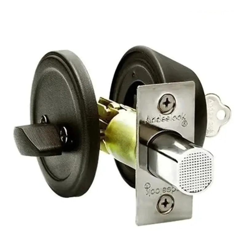 CERRADURA UNIDIRECCEL DE ACERO MATE ANDESLOCK PARA PUERTA NEGRO - 1