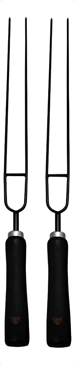 SET 2 ANTICUCHOS DOBLES BLACK BULL ACERO PINTADO MANGO MADERA PARRILLA - 1