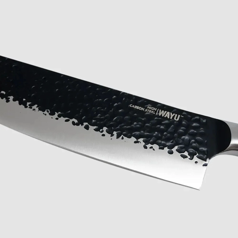CUCHILLO WAYU HAMMER BLADE KNIFE MARTILLADO ACERO INOXIDABLE COLOR NEGRO - 3