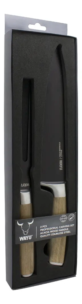 CUCHILLO + TENEDOR WAYU COLOR MARRON MARRON - 2