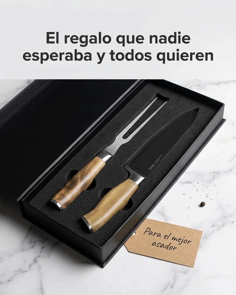 CUCHILLO + TENEDOR WAYU COLOR MARRON MARRON - 6