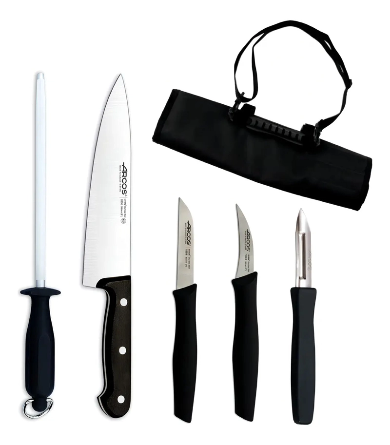 SET CUCHILLOS GASTRONOMIA ARCOS INACAP STO. TOMAS DUOC COLOR NEGRO - 1
