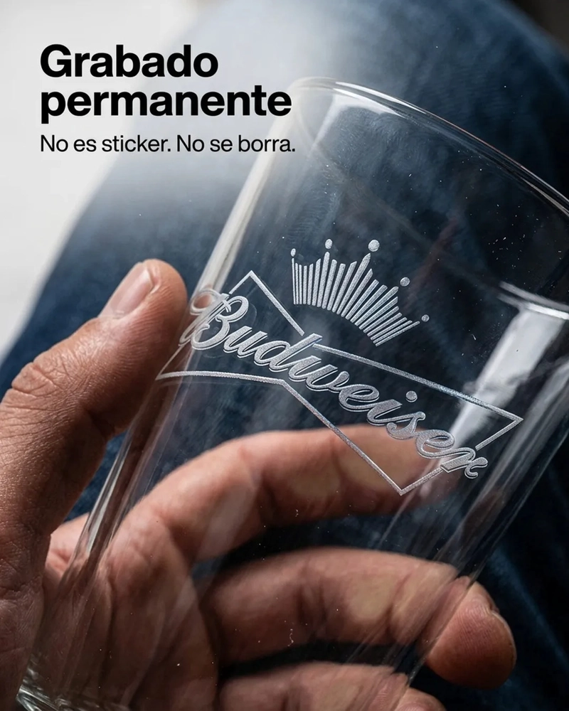 VASOS CERVEZA BUDWEISER 490ML PACK X6 MICHELADA SCHOP BEER GRABADO VICRILA - 5