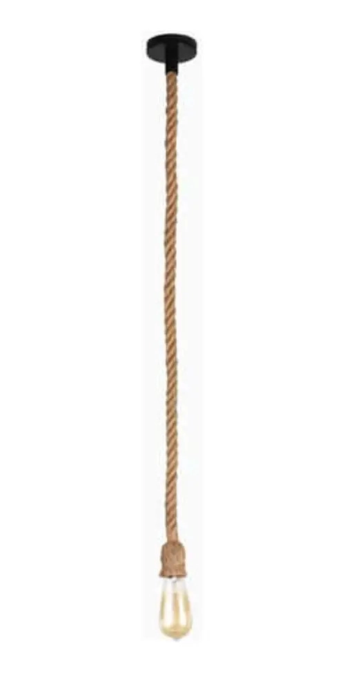 SOQUETE COLGANTE DECORATIVO YUTE VINTAGE RETRO SOGA E27 YUTE NATURAL / NEGRO (CANOPY) WANT - 1