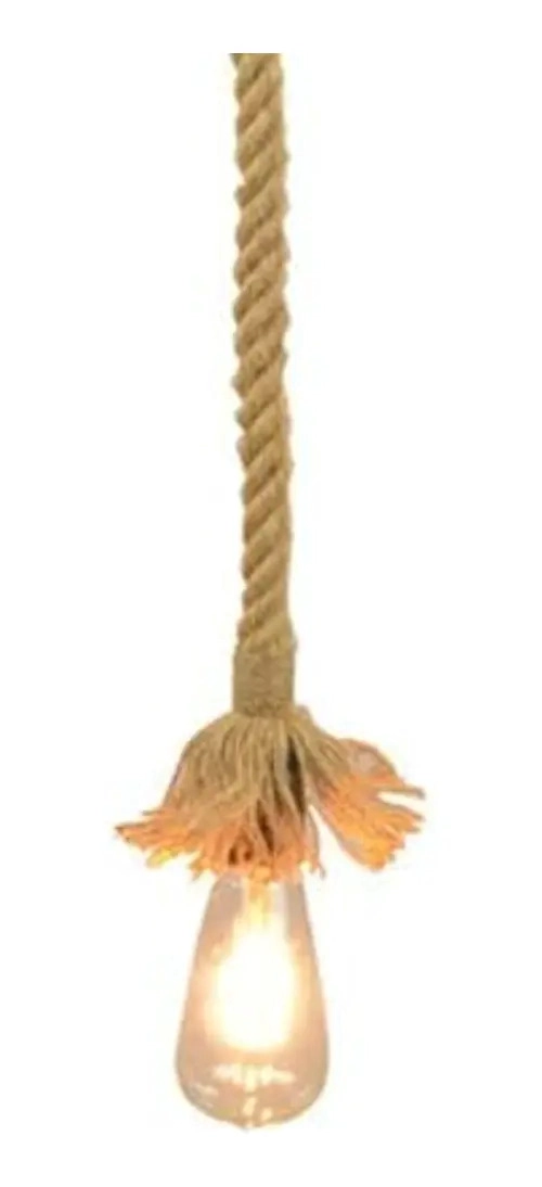 SOQUETE COLGANTE DECORATIVO YUTE VINTAGE RETRO SOGA E27 YUTE NATURAL / NEGRO (CANOPY) WANT - 2