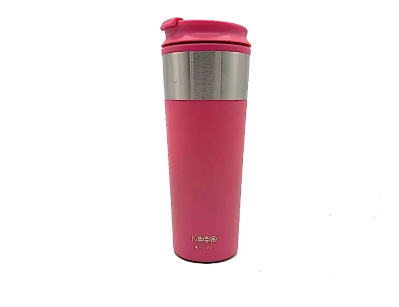 MUG VASO METALICO KEEP 450 ML COLORES SIN MANGO ROSA - 1