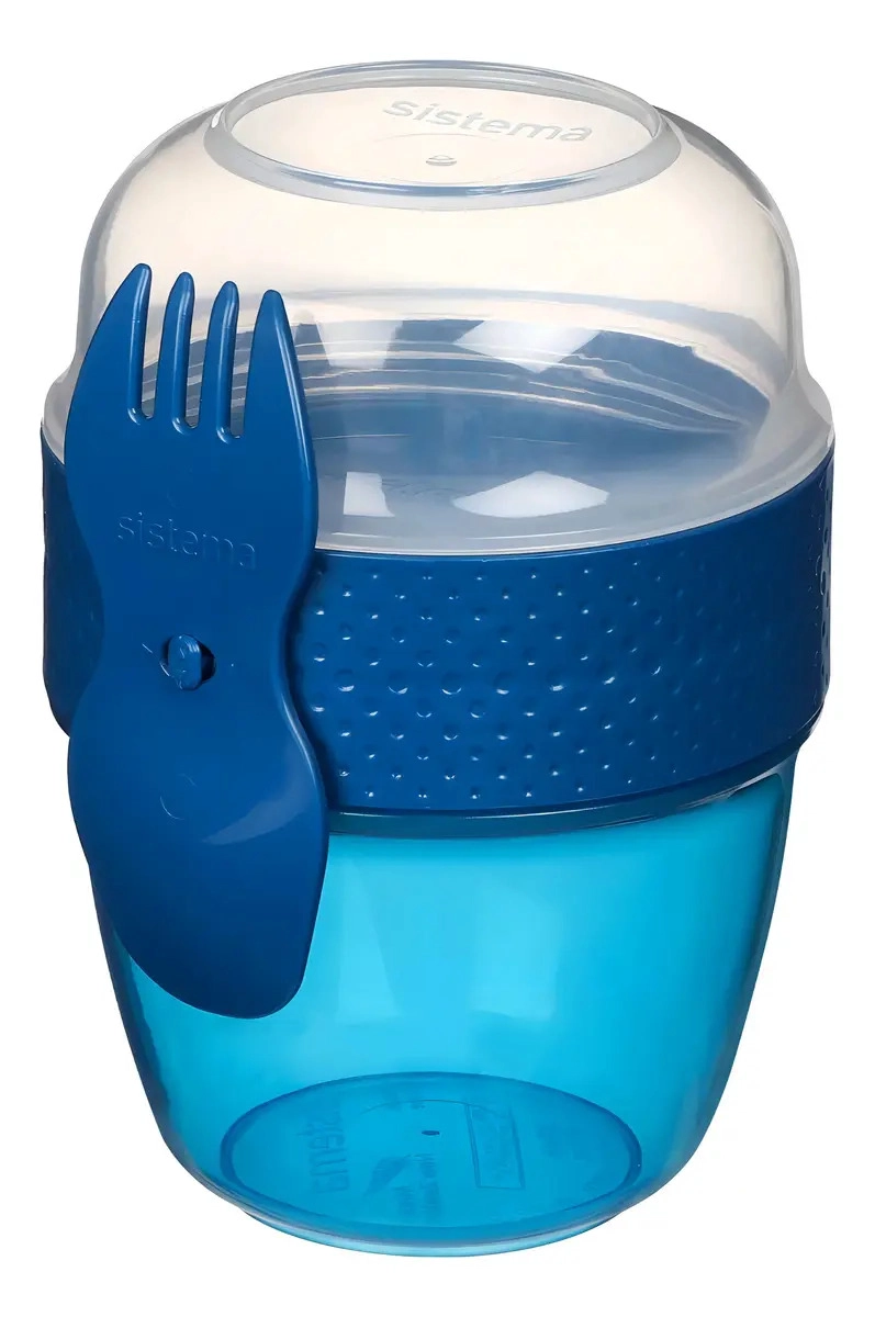 PORTA SNACK SISTEMA AZUL 515ML HERME TICO PLASTICO 2 COMPARTIMENTOS - 2