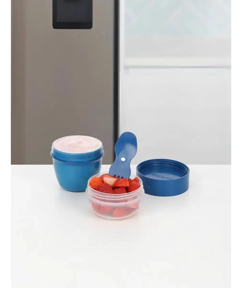 PORTA SNACK SISTEMA AZUL 515ML HERME TICO PLASTICO 2 COMPARTIMENTOS - 3