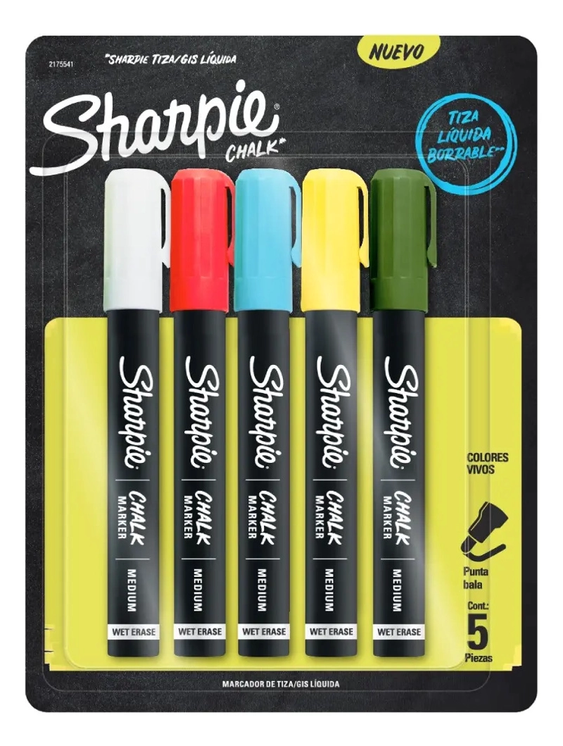 SET 5 MARCADORES TIZA SHARPIE CHALK PARA PIZARRA Y VIDRIO - 1