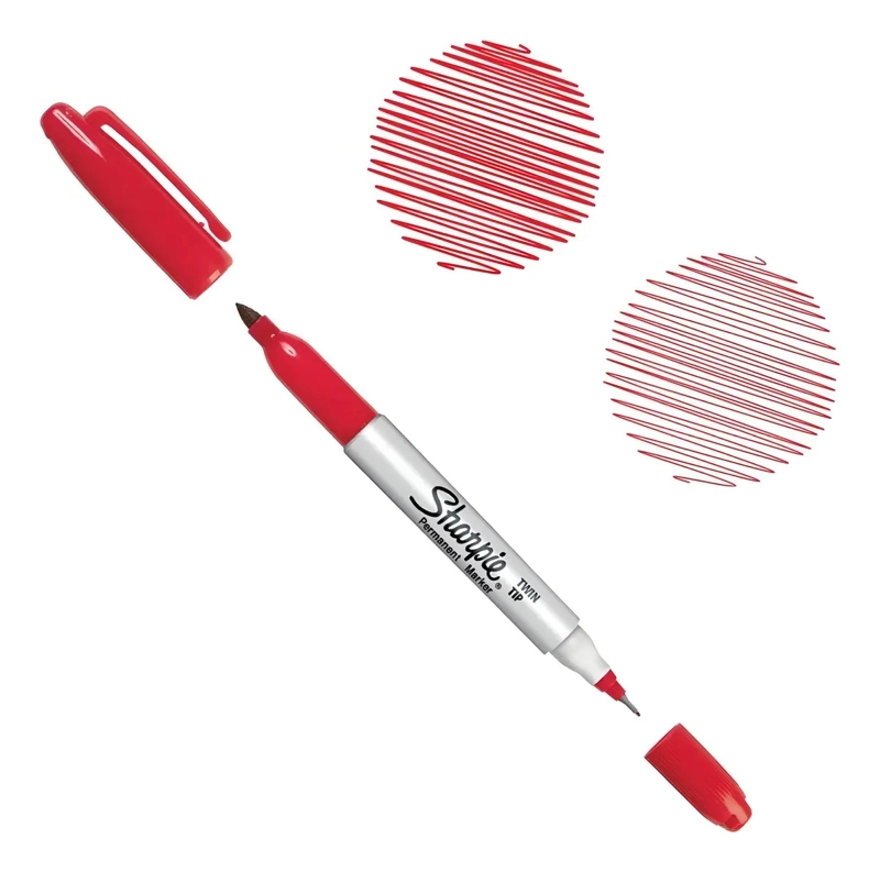 MARCADOR PERMANENTE SHARPIE DOBLE PUNTA CAJA CON 12 PIEZAS COLOR ROJO - 5