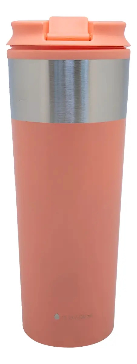 MUG VASO METALICO KEEP 450 ML COLORES SIN MANGO ROSA - 1
