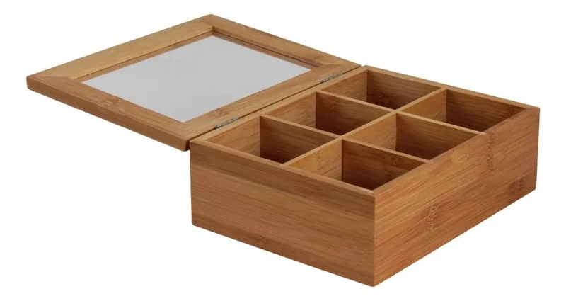 CAJA PARA TE E INFUSIONES ORGANIZADOR DE MADERA BAMBU 16X21 MARRON CLARO DAY - 1