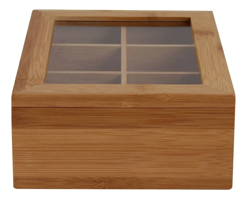 CAJA PARA TE E INFUSIONES ORGANIZADOR DE MADERA BAMBU 16X21 MARRON CLARO DAY - 2
