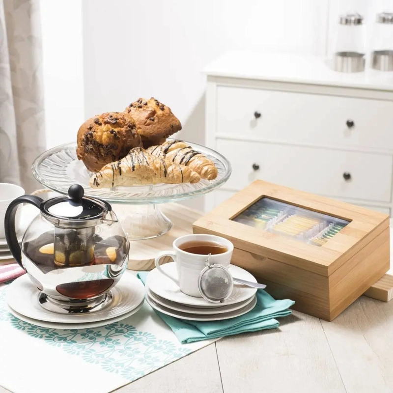 CAJA PARA TE E INFUSIONES ORGANIZADOR DE MADERA BAMBU 16X21 MARRON CLARO DAY - 3