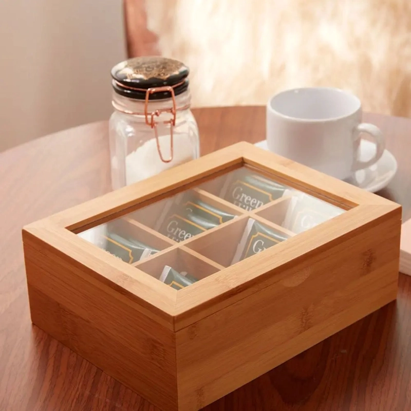 CAJA PARA TE E INFUSIONES ORGANIZADOR DE MADERA BAMBU 16X21 MARRON CLARO DAY - 4