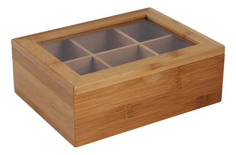 CAJA PARA TE E INFUSIONES ORGANIZADOR DE MADERA BAMBU 16X21 MARRON CLARO DAY - 6