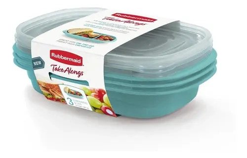 RUBBERMAID 2021623 HERME TICO TAKEALONGS SNACK TO GO 887ML PACK 3 UNIDADES CELESTE - 1