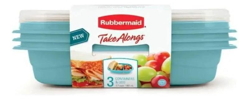 RUBBERMAID 2021623 HERME TICO TAKEALONGS SNACK TO GO 887ML PACK 3 UNIDADES CELESTE - 3