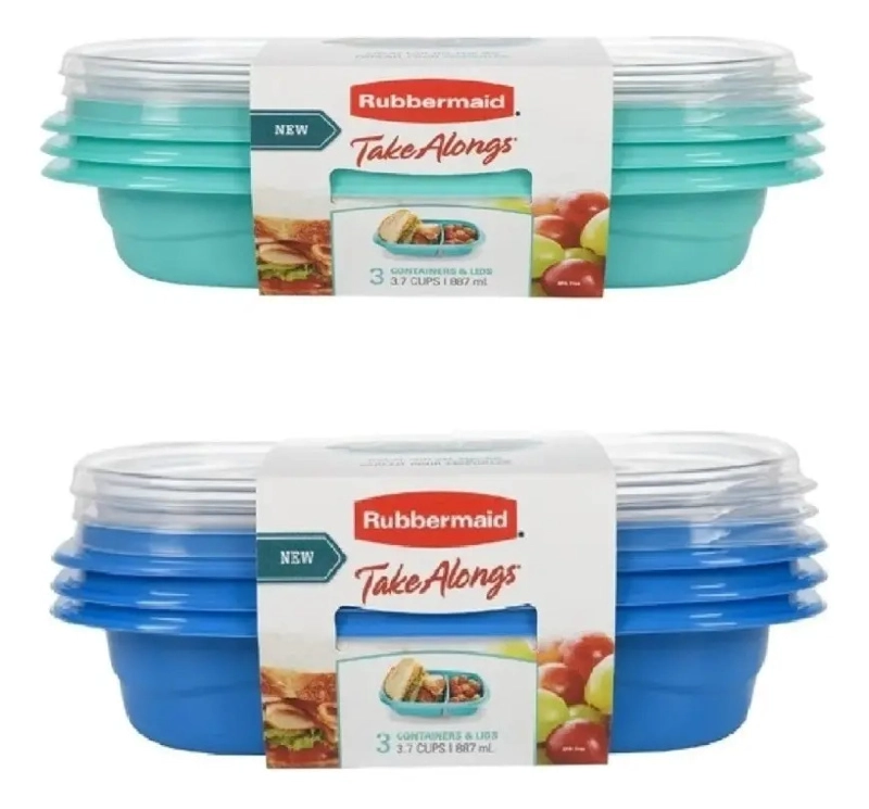 RUBBERMAID 2021623 HERME TICO TAKEALONGS SNACK TO GO 887ML PACK 3 UNIDADES CELESTE - 7