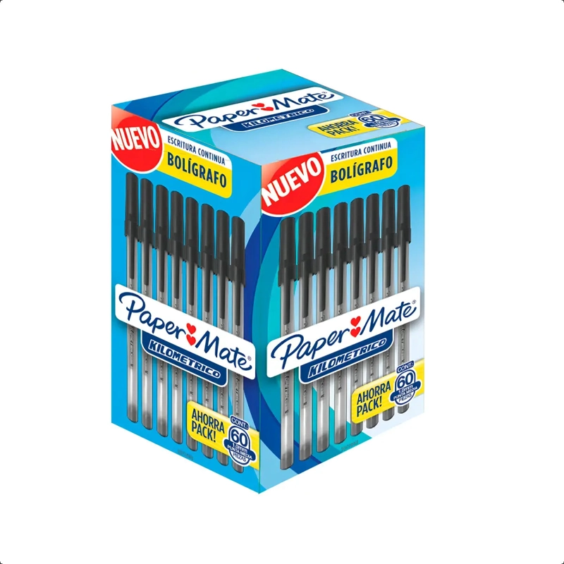 BOLIGRAFO PAPER MATE KILOMETRICO NEGRO CAJA X 60 UNIDADES NEGRO TRANSPARENTE - 1